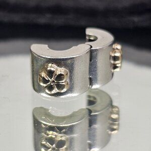 Authentic Pandora retired Sterling Silver & 14K Flower clip 790140